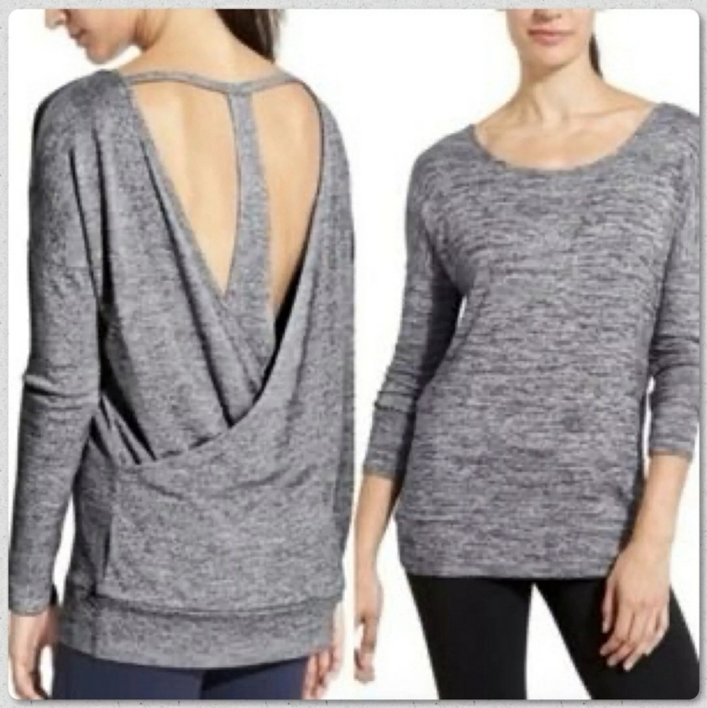 Athleta Pose Layered TopDark Marl Grey, Size L